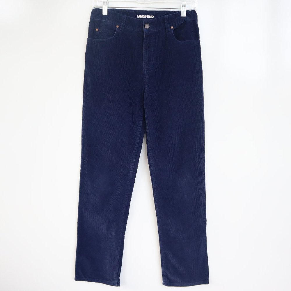 LANDS' END Thin Corduroy Pants  Adjustable Waist Size 16 Big Boys Dark Blue
